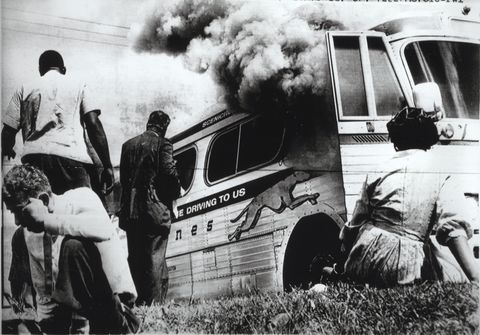 civil rights freedom riders burned bus freedom riders bus burned by mob