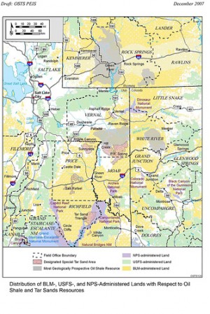 Utah map of oil shale and tar sands