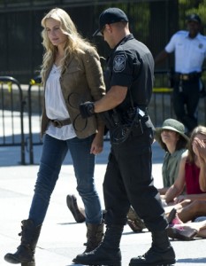 Daryl Hannah being arrested