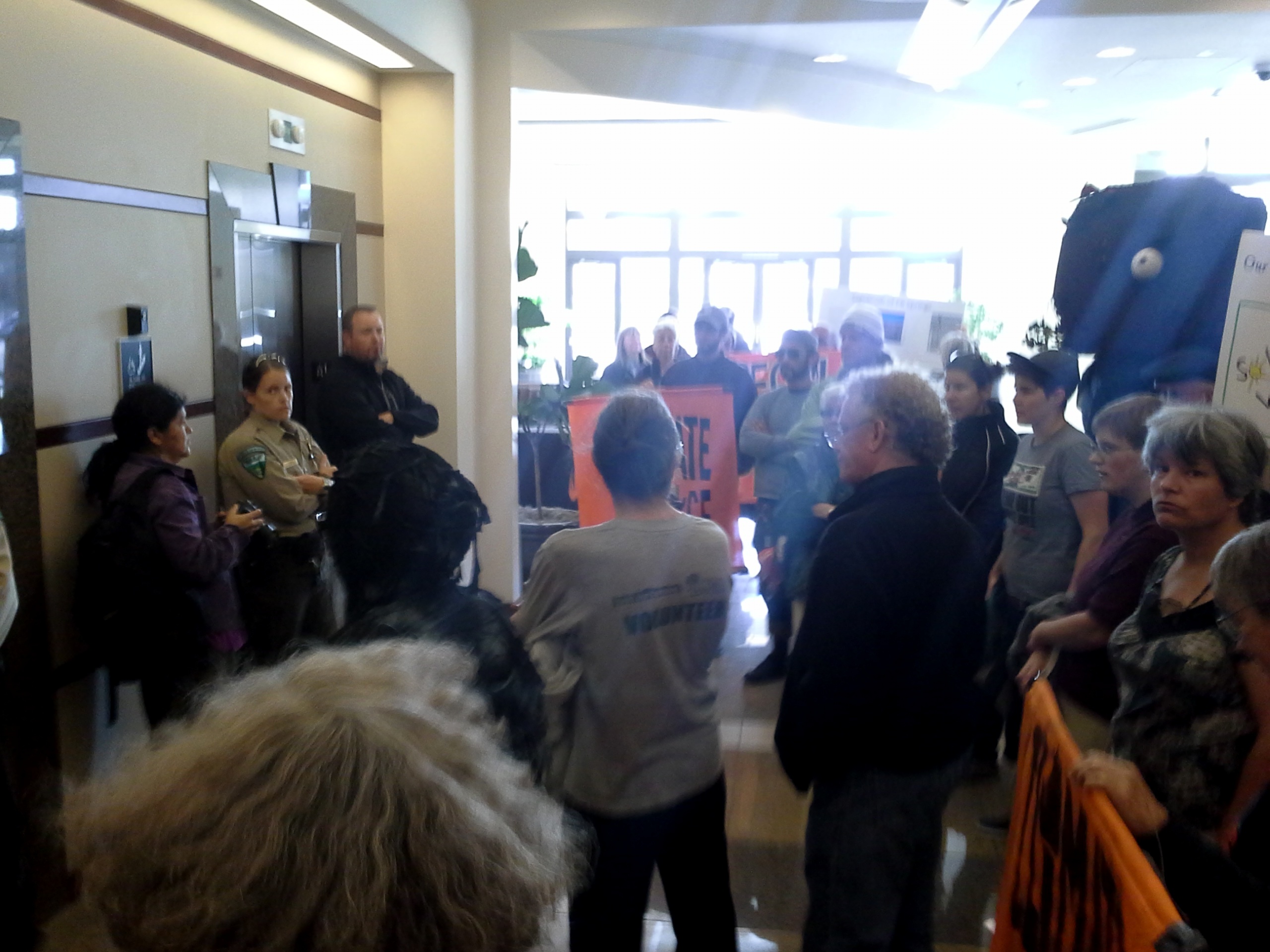 The standoff at the elevator to the BLM offices The standoff at the elevator to the BLM offices